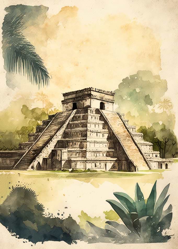 Chichen Itza Watercolor