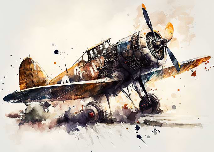 War plane watercolor