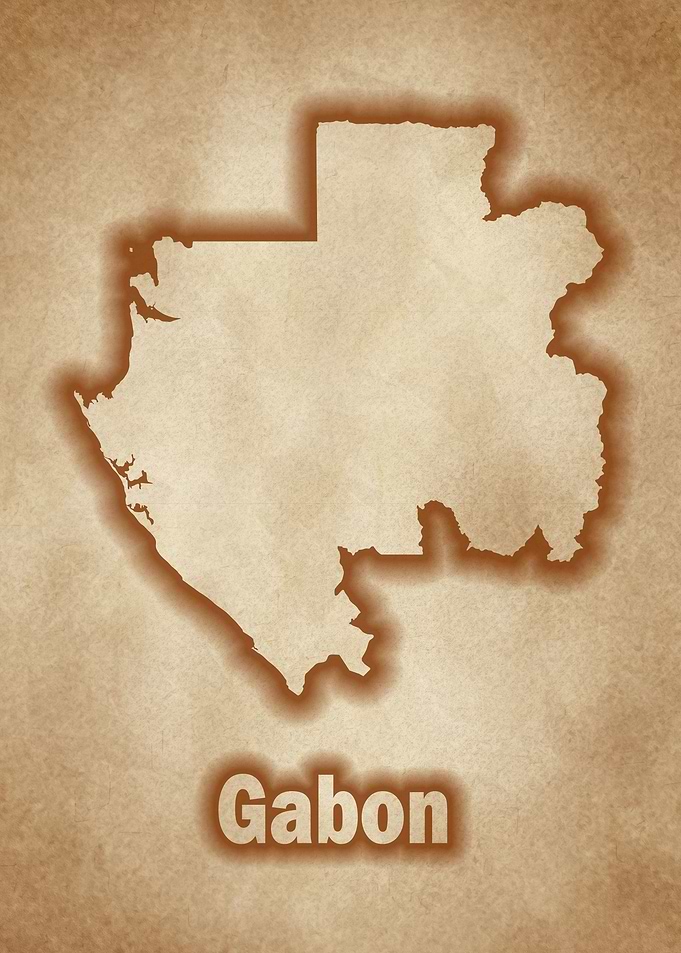 Gabon map vintage glow