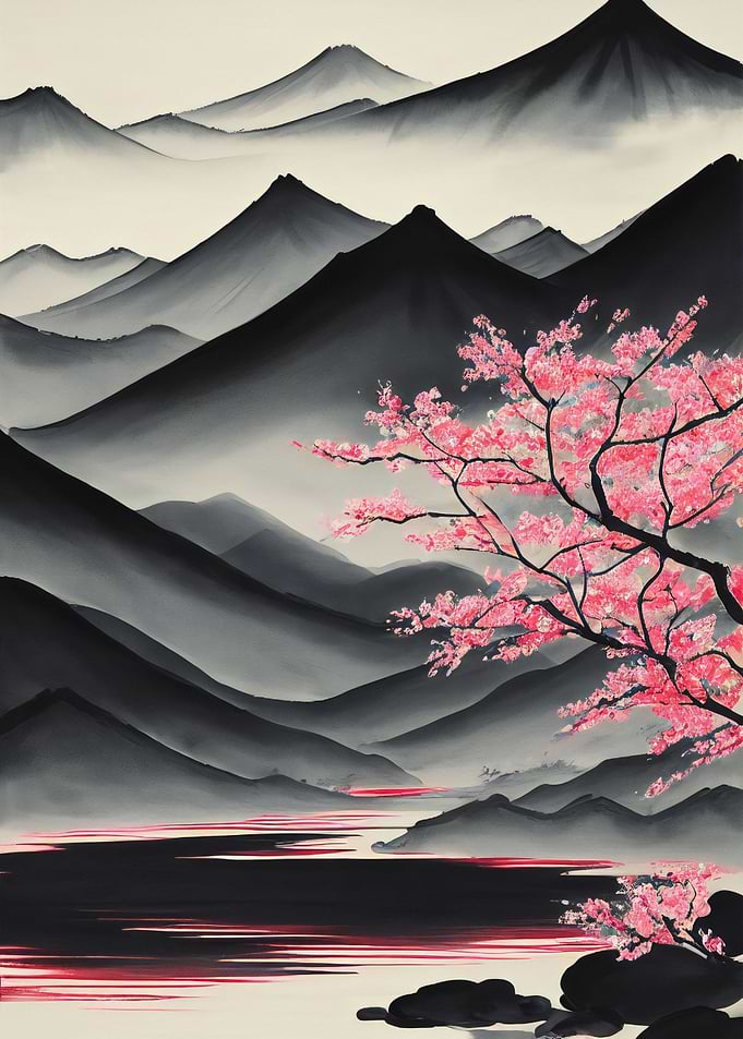 Sumi E Wash Ink Landscape