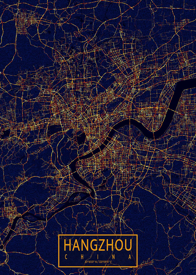 Hangzhou Map City At Night