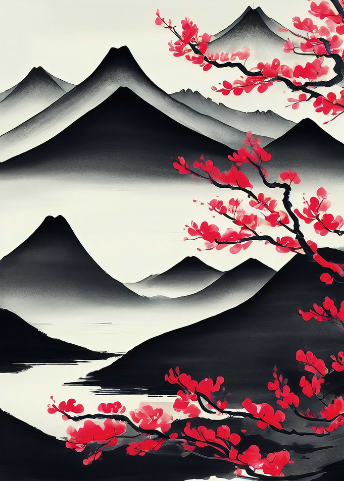Sumi E Wash Ink Landscape