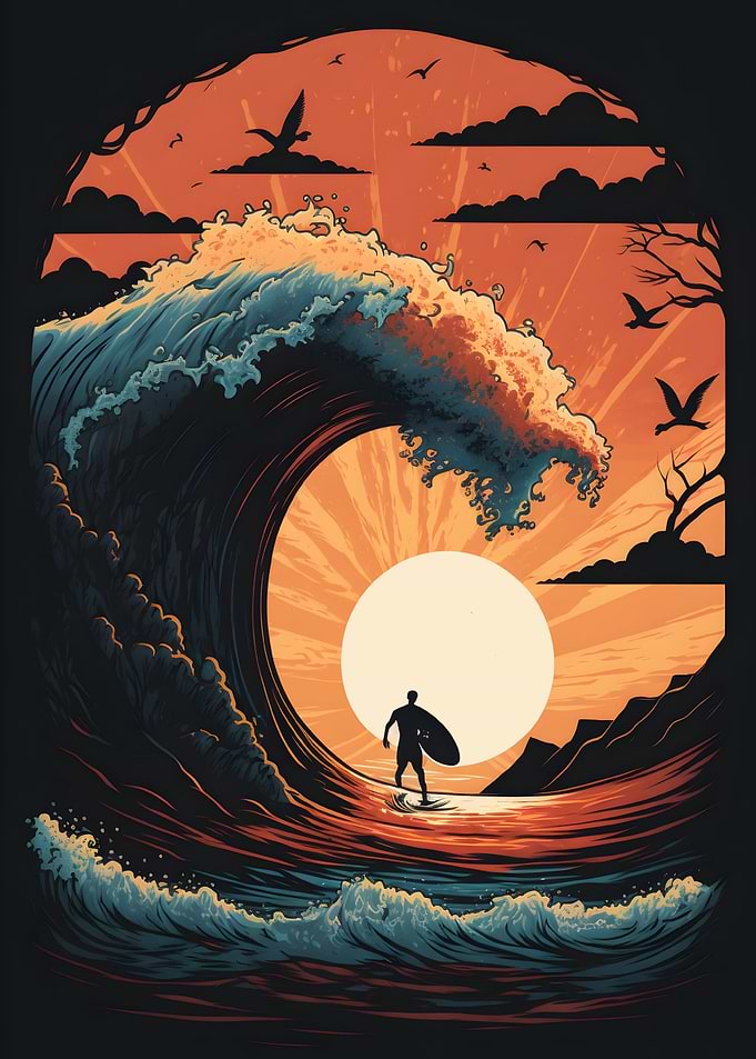 Surfing at Sunset