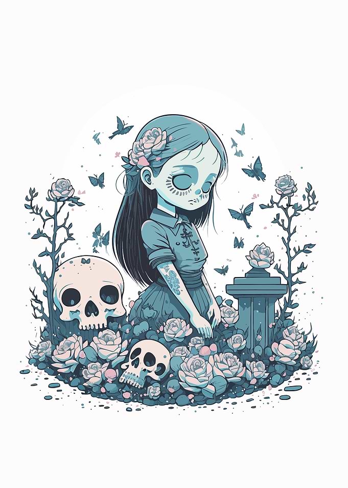 sad teen girl with flowers