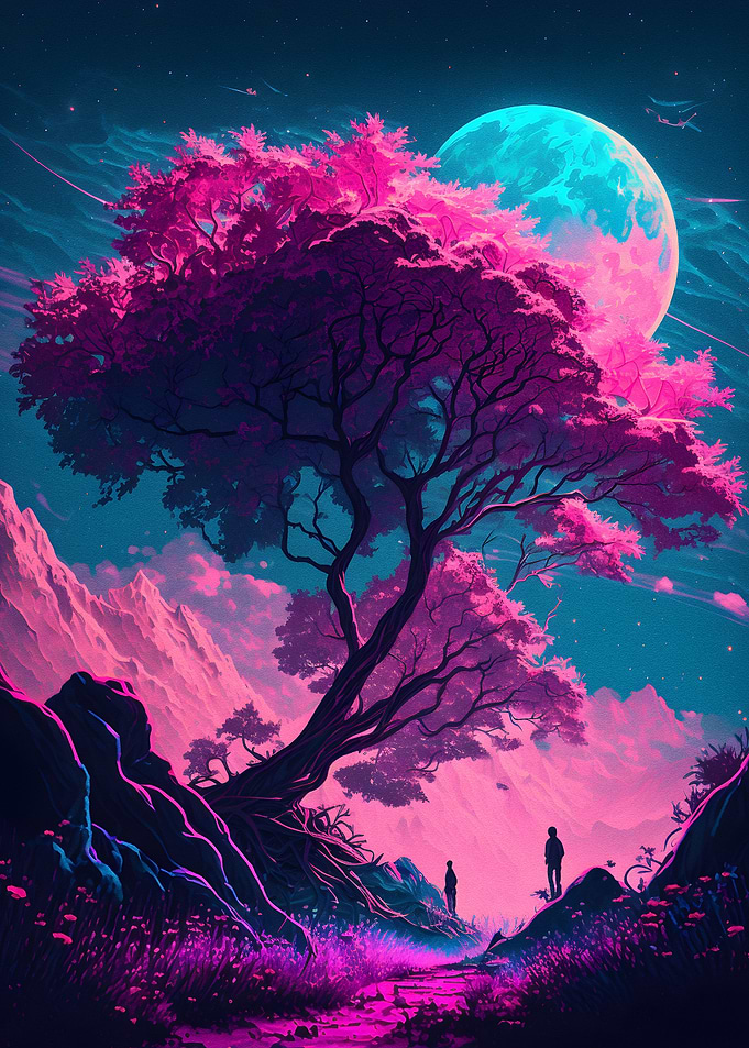 big trees and mountaisn