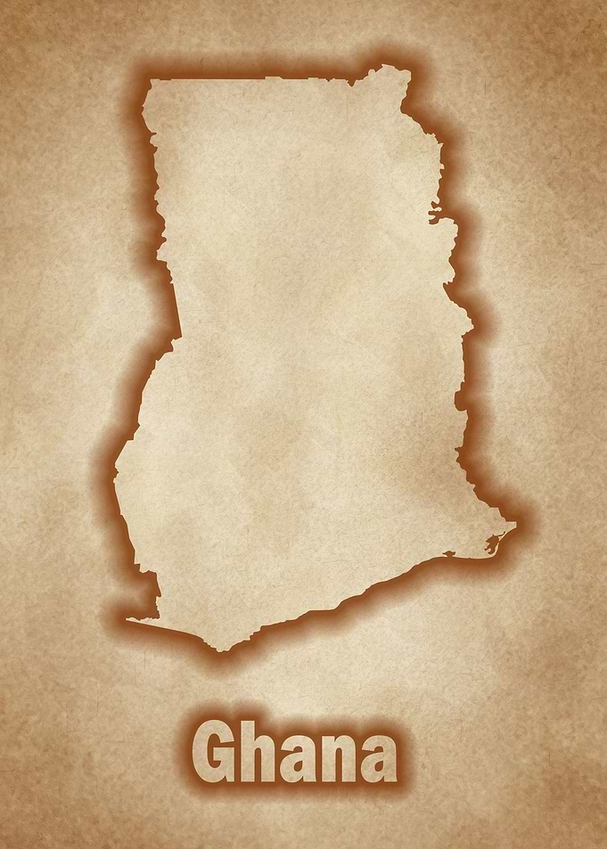Ghana map vintage glow