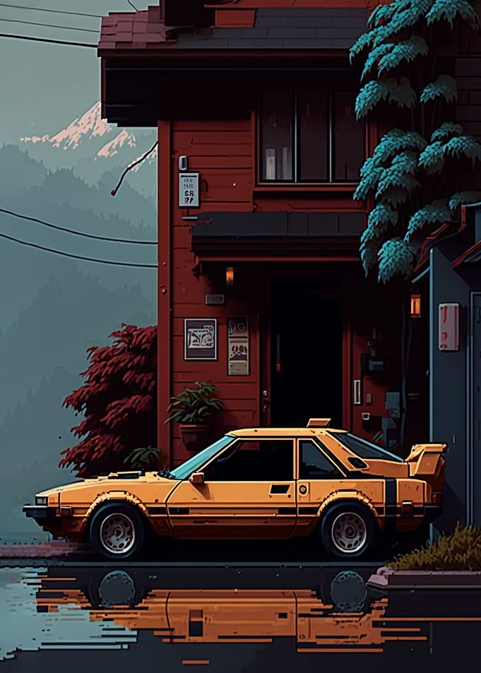 70s Car Pixelated