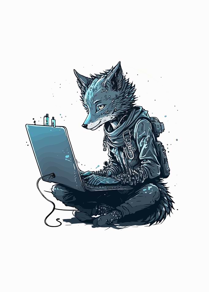 Fox using a laptop