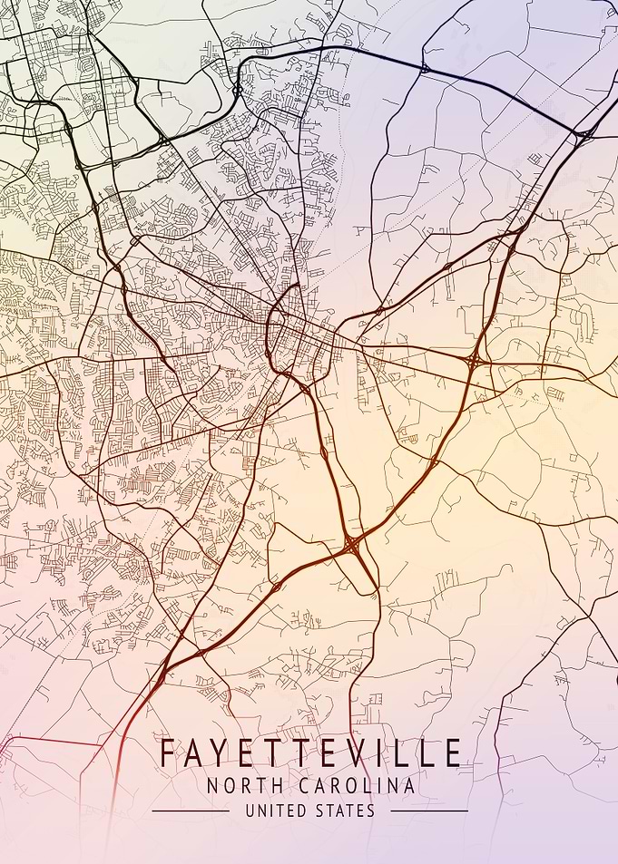 Fayetteville USA City Map