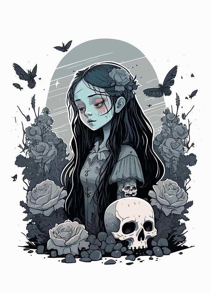 sad teen girl with flowers