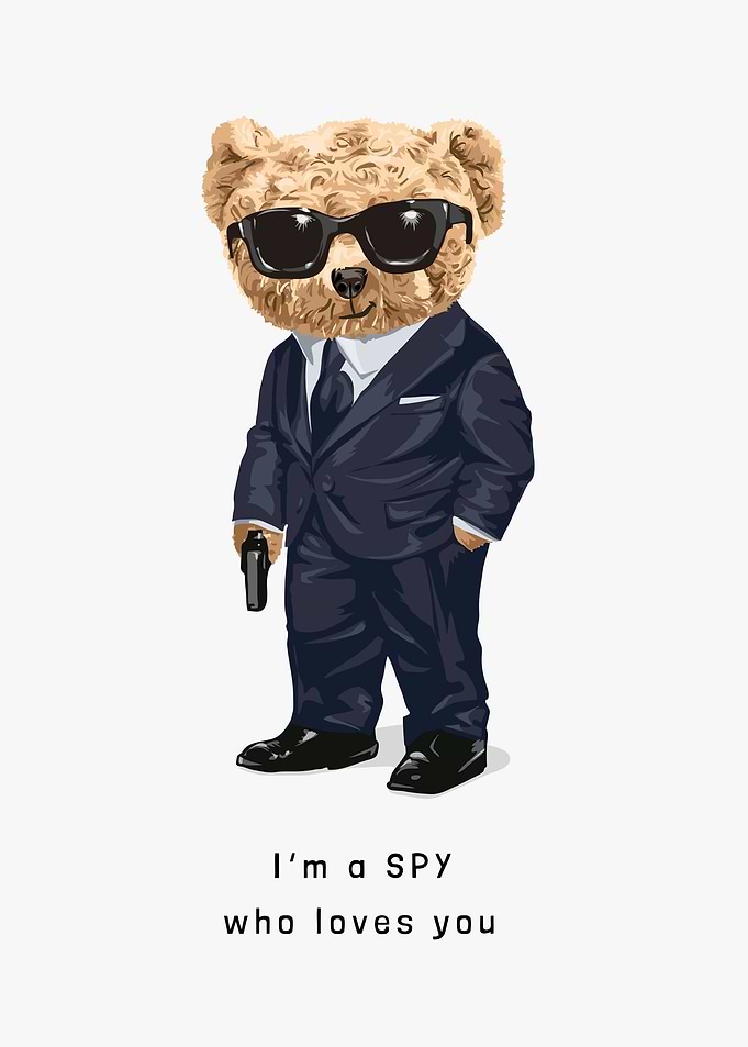 Cute bear toy in spy