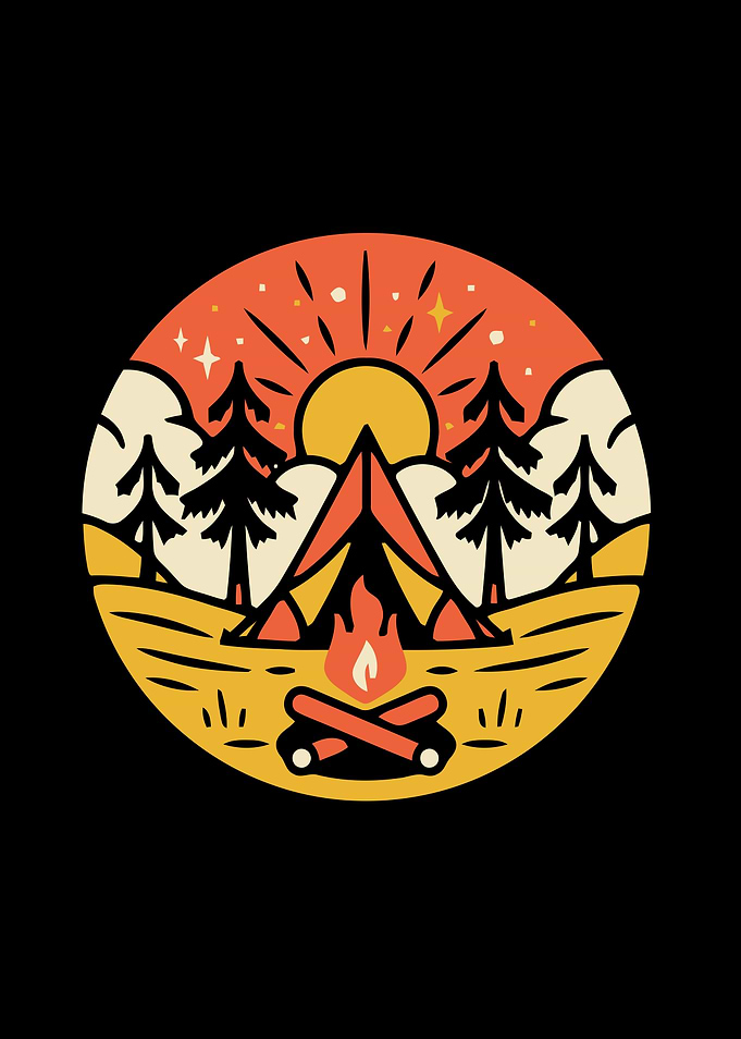 CAMP AND BONFIRE