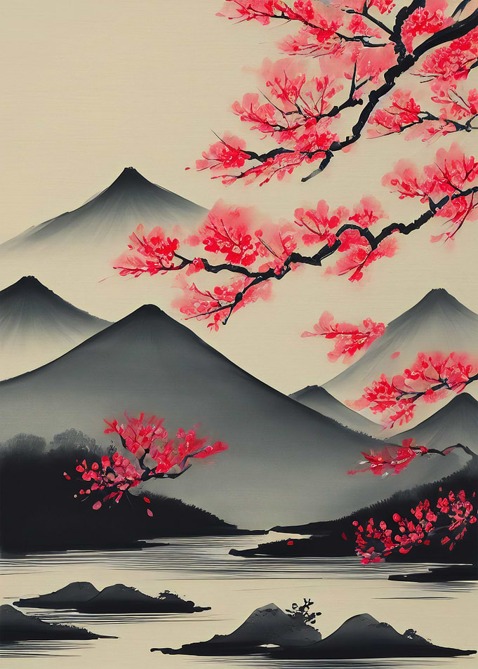 Sumi E Wash Ink Landscape