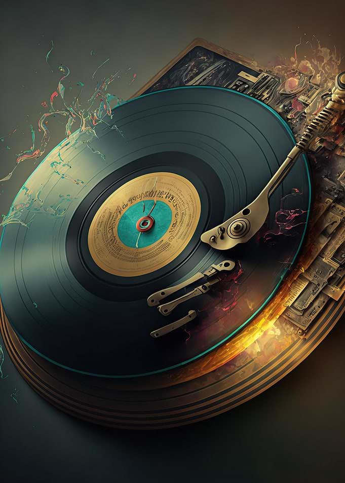 Vinyl record playing music