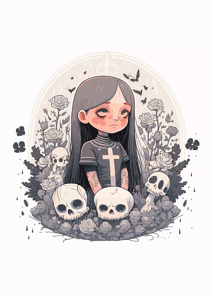 sad teen girl with flowers