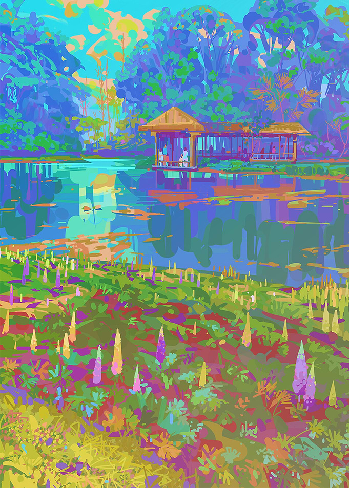 Lake Scenery Pop Art