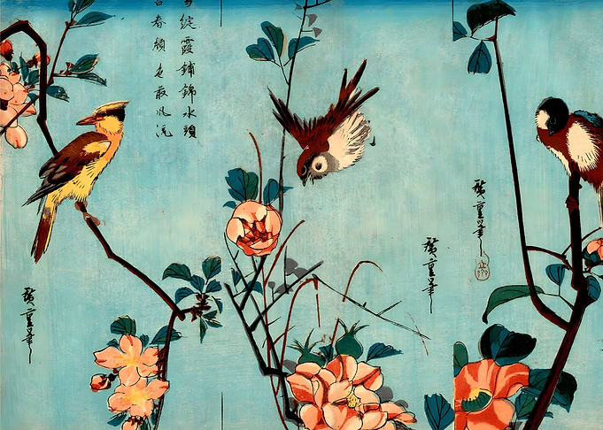 Ukiyo e Titmouse and Came