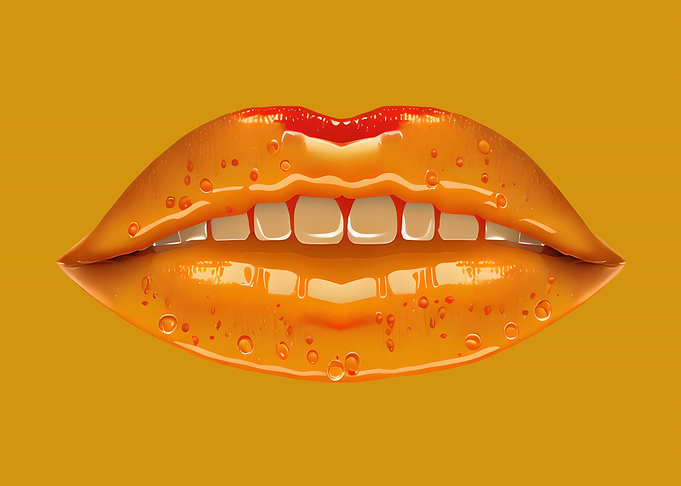 Lips beer drops droplets