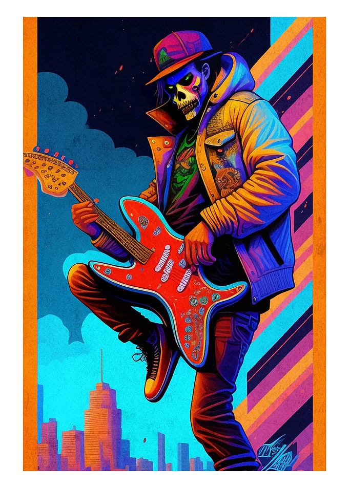 skeleton guitarist