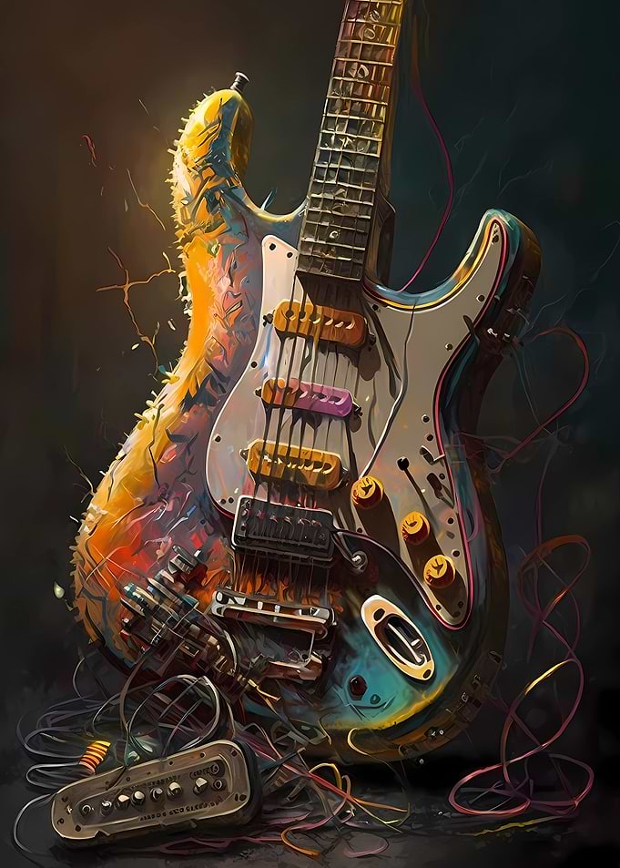 Electric Guitar Oil Paint
