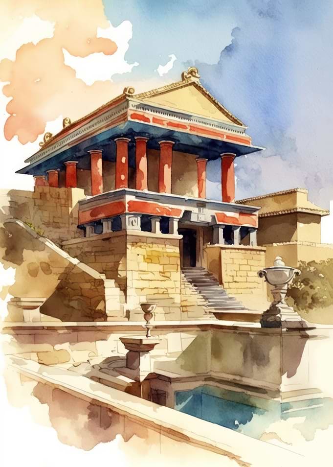 Palace Knossos Watercolor