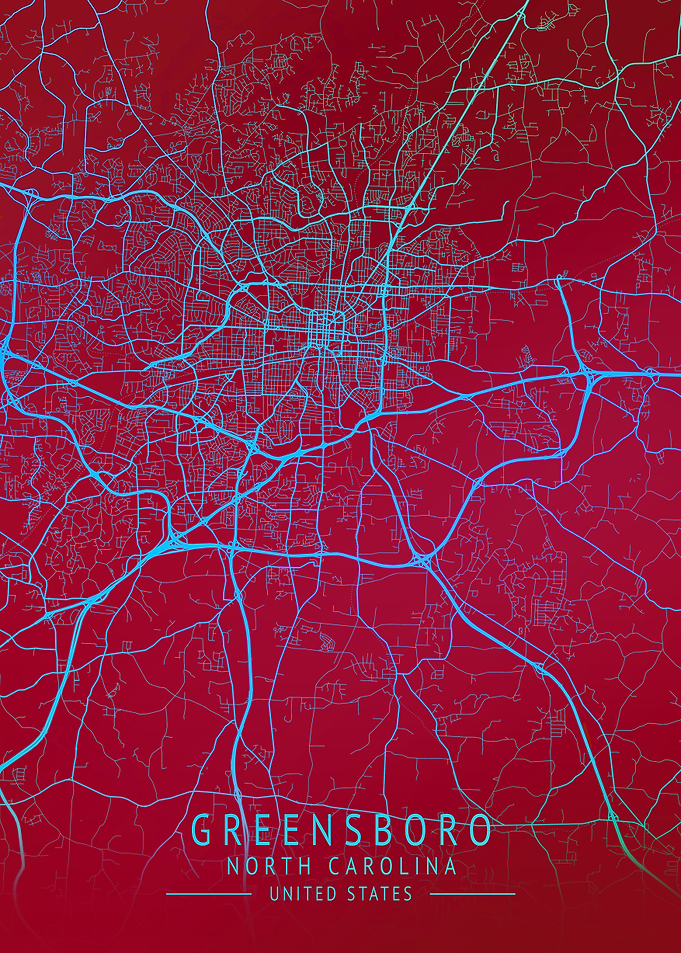 Greensboro USA City Map