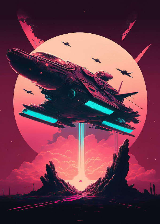 Retro futuristic spaceship