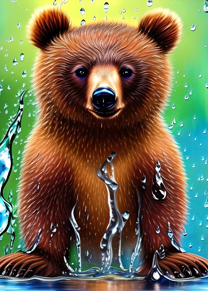 Baby Bear Animal in Water