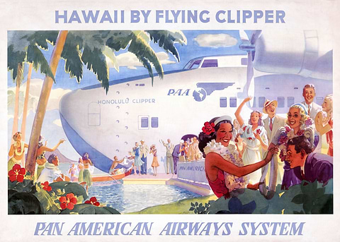 Pan Am Vintage Poster — retro travel art printed on metal