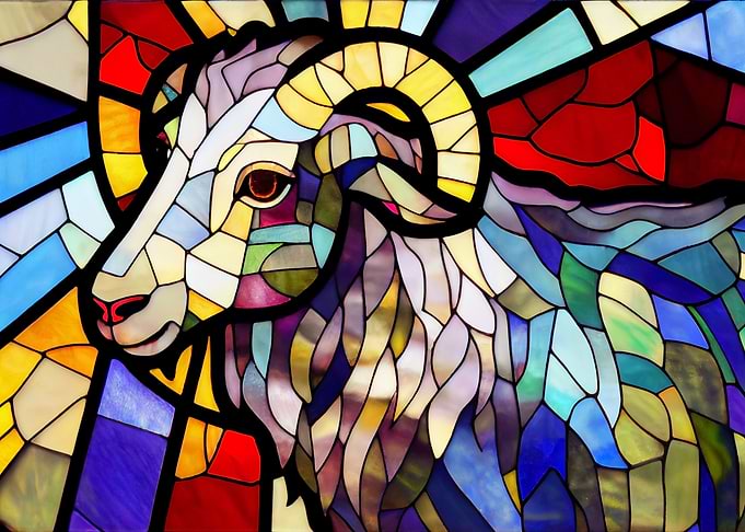 Goat Stained Glass Style