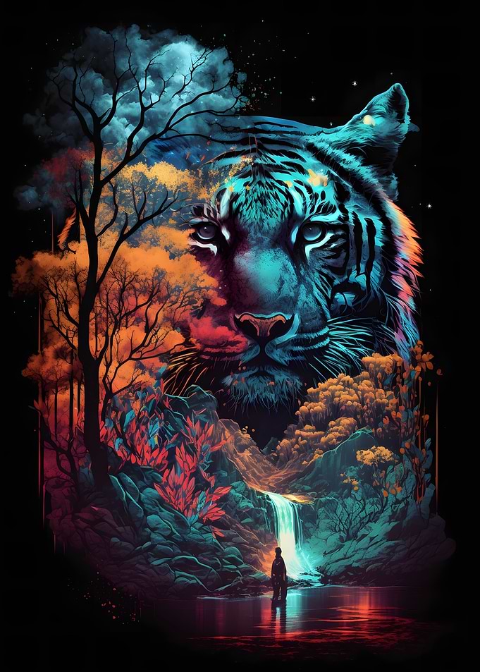 tiger double exposure