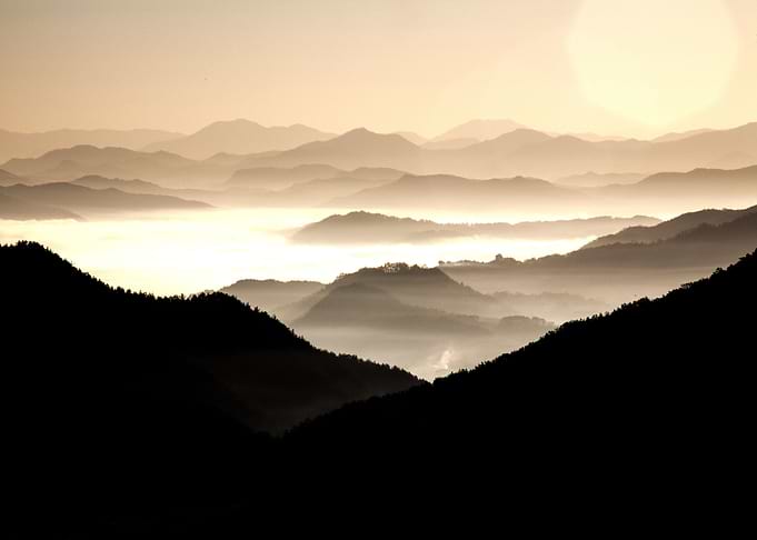 Mountains and fog