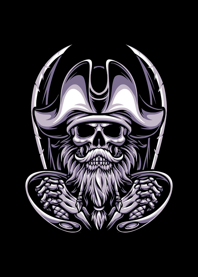Skull pirates holding