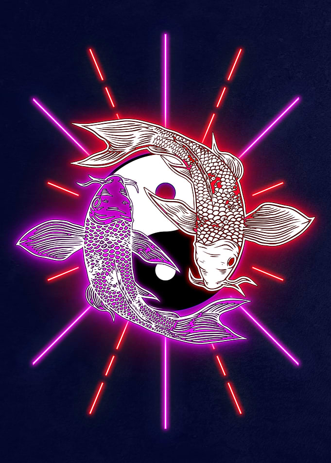 Ying Yang Fish Neon
