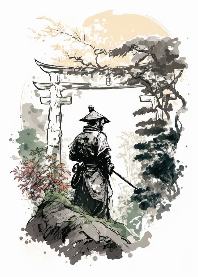 Zen Garden Samurai Sketch