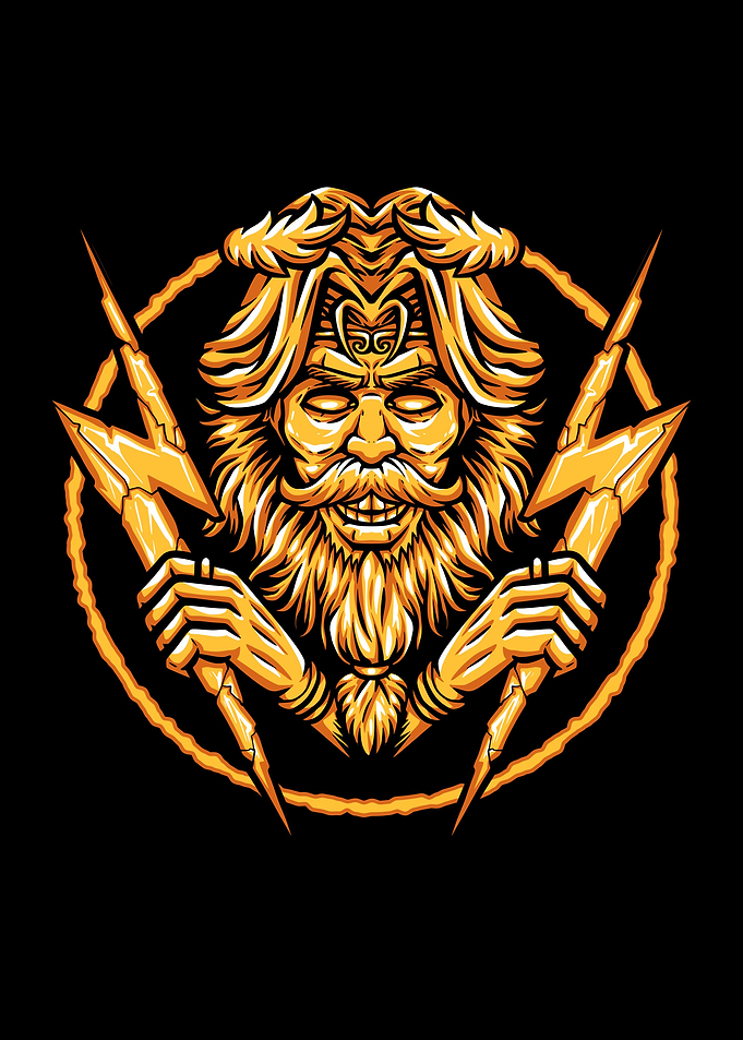 Zeus holding lightning