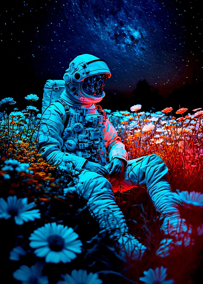 Astronaut and Flower