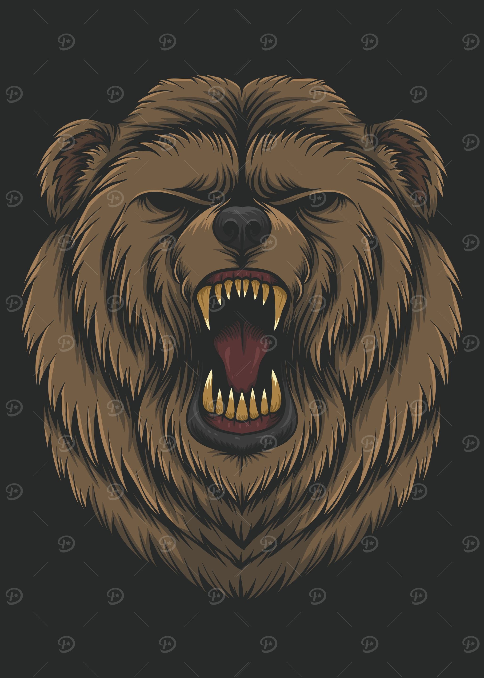 Angry bear head