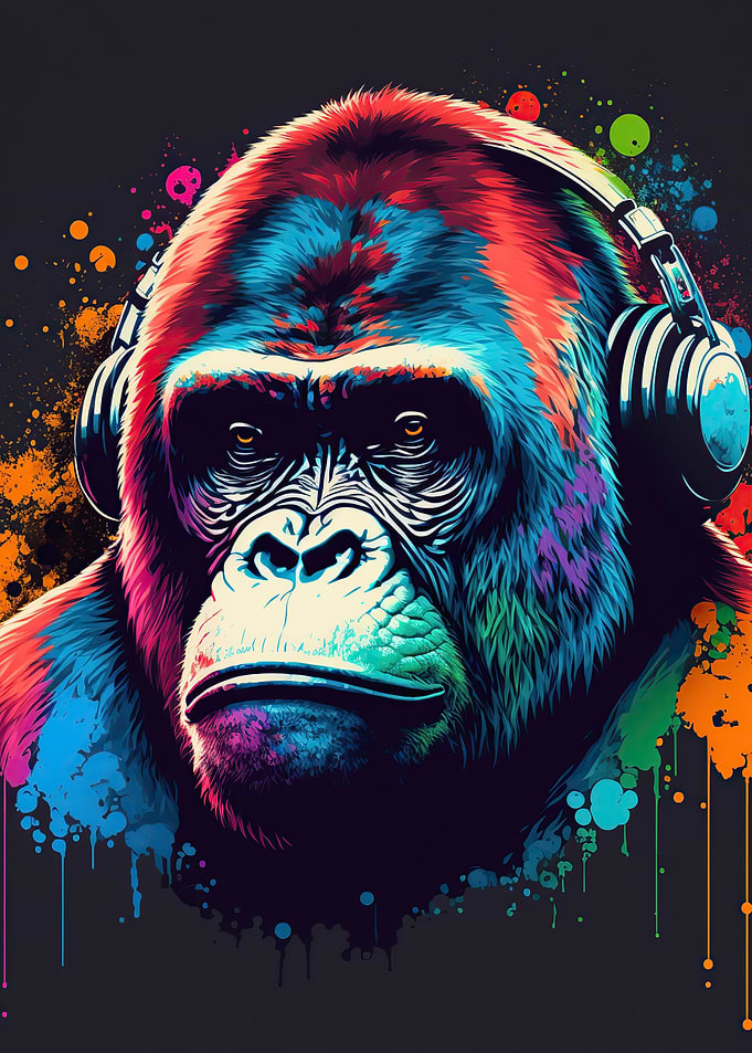 Monkey headphone dj music