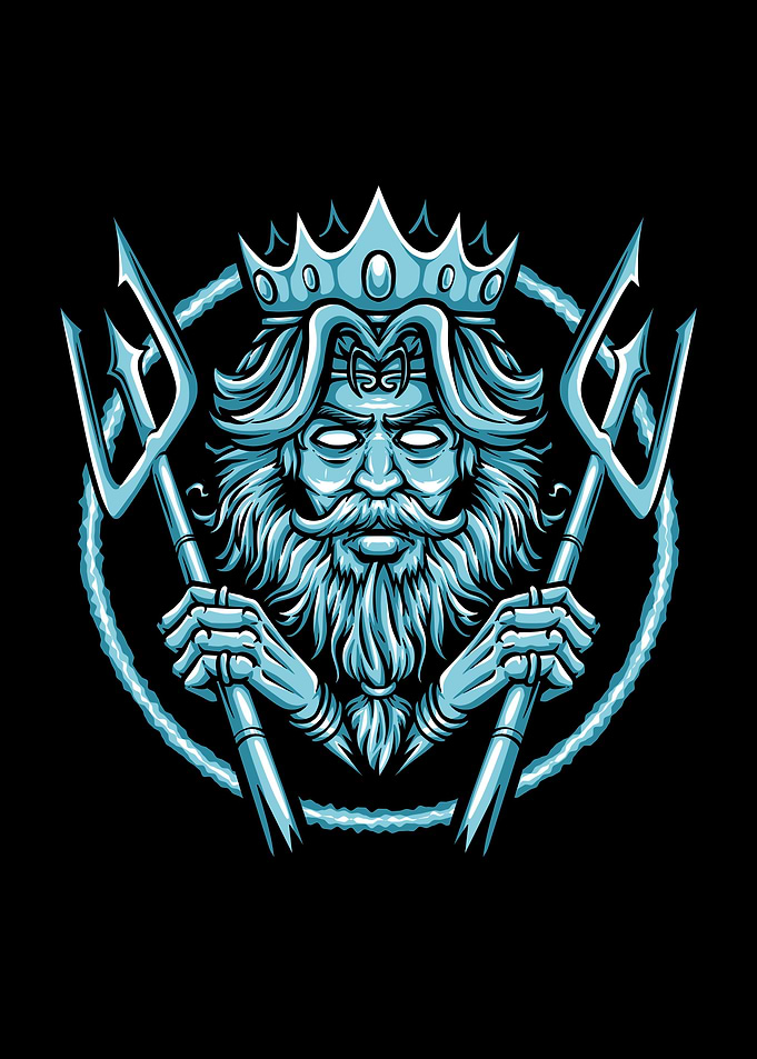 Poseidon holding trident