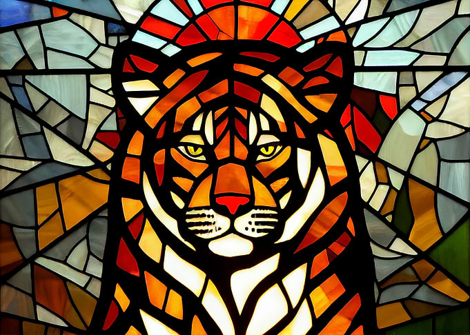 Tiger Stained Glass Style