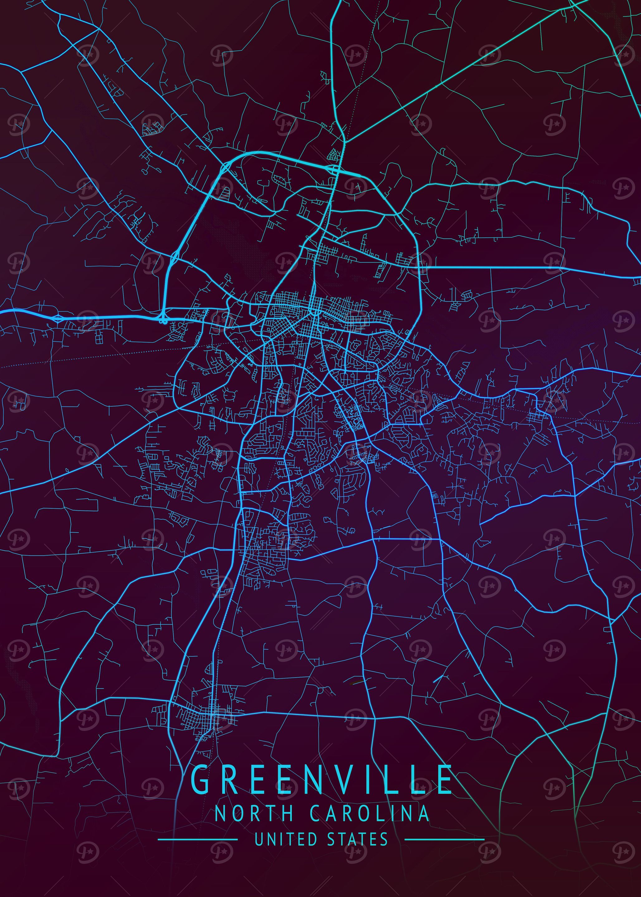 Greenville USA City Map