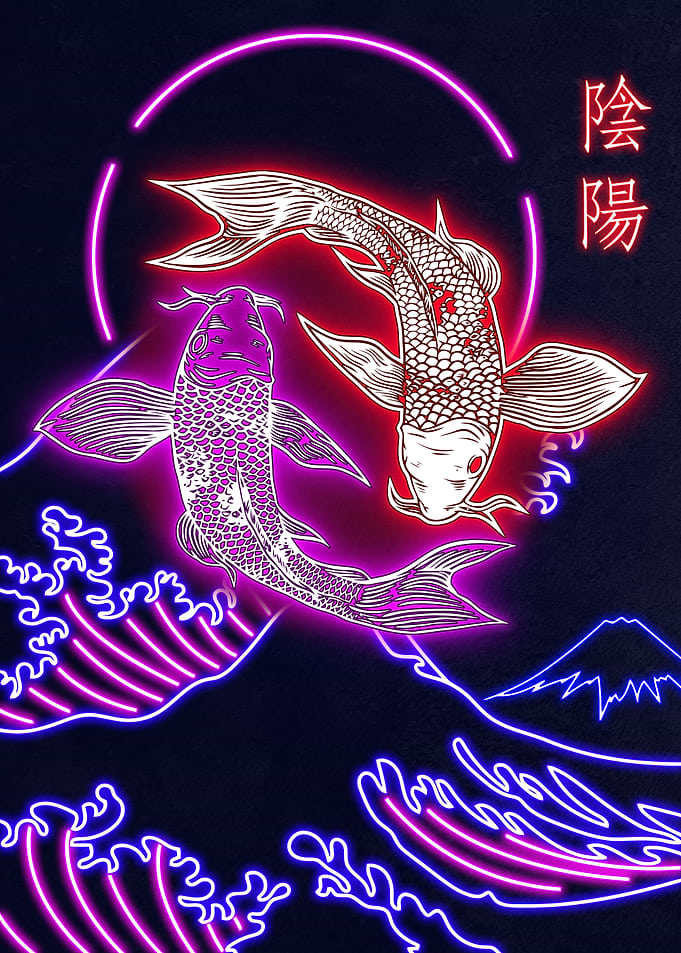 Ying Yang Fish Neon