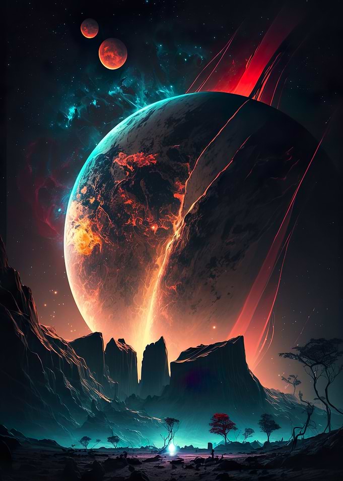 illustration of split moon