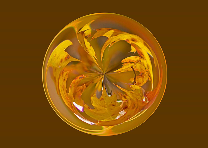 Yellow leaf abstract art