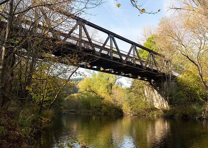Iron bridge over a river