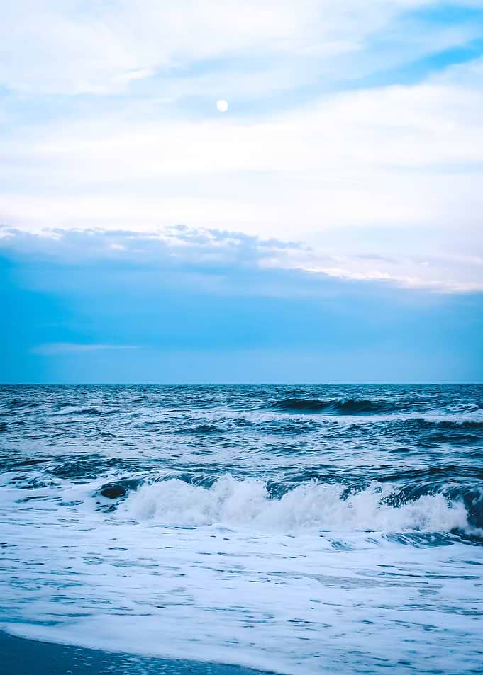 Waves churning in