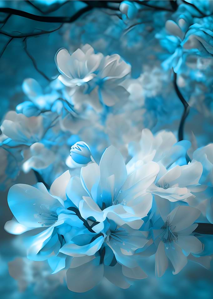 Blue and white flowers