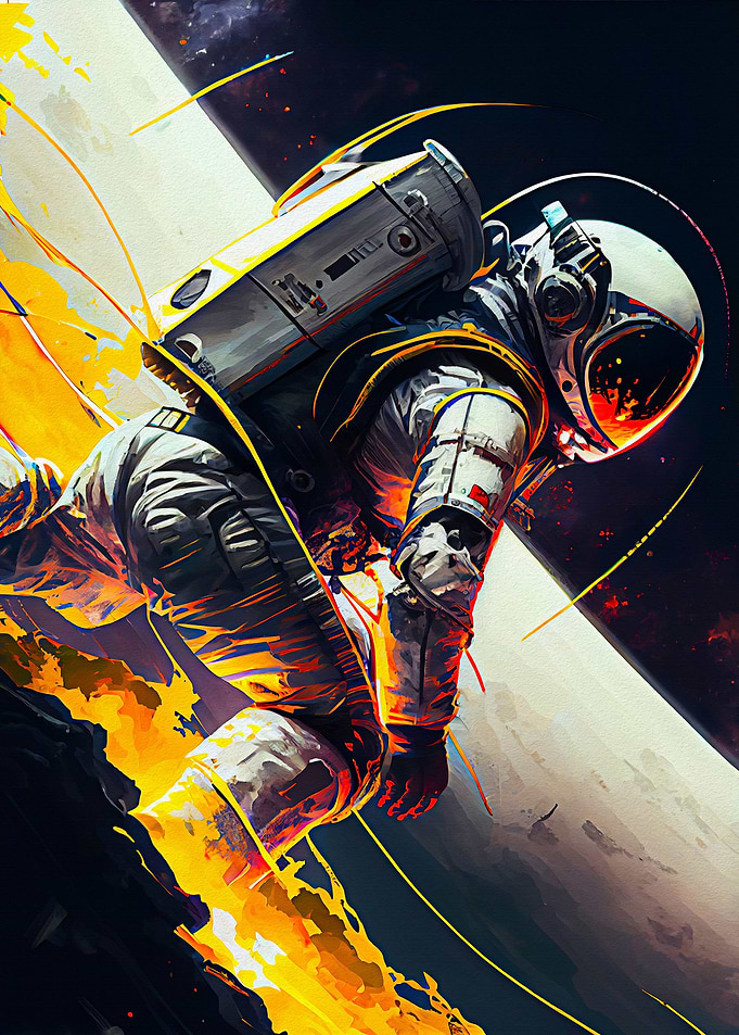 Astronaut Surfing Space