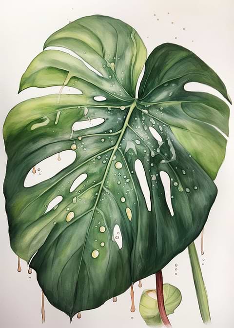 Tropical Paradise at Home — monstera botanical metal print
